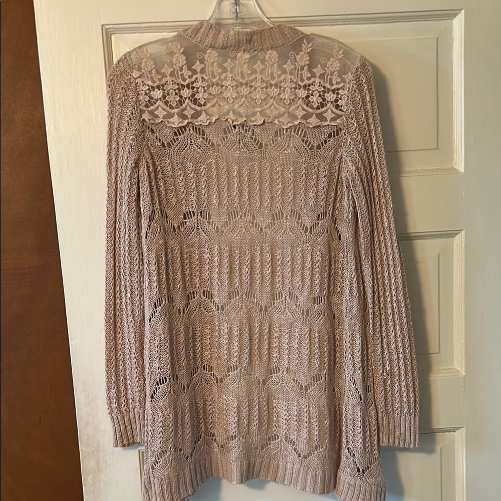 American Rag Pink Open-Knit Cardigan Sweater - Picture 3 of 6